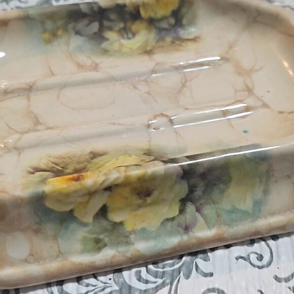 Vintage 80s Farmhouse Shabby 3 Lot Athens USA Soap Bathroom Dish - Picture 6 of 13